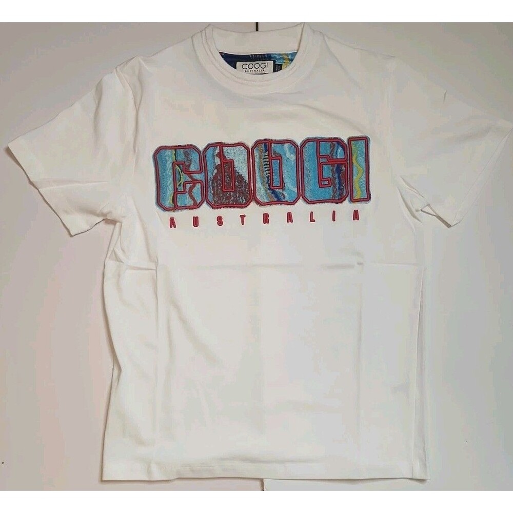 Coogi Australia Embroidered Block Logo T-Shirt Men's Size S White NWOT